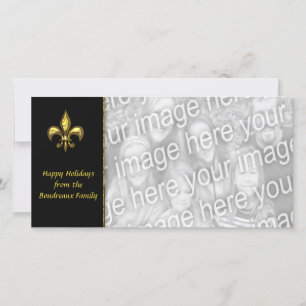 Gouden Black Fleur DE Lis Photo Kerstmis Feestdagenkaart