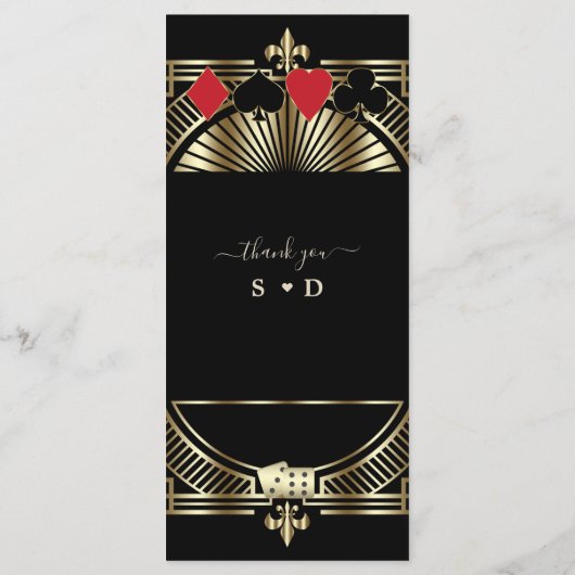Gouden Black Gatsby Style Roaring 20s Wedding Menu (Achterkant)