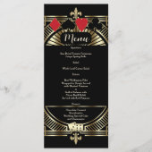 Gouden Black Gatsby Style Roaring 20s Wedding Menu (Voorkant)