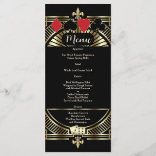 Gouden Black Gatsby Style Roaring 20s Wedding Menu