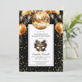 Gouden Black Glitter Verjaardag Masquerade Party Kaart (Staand voorkant)