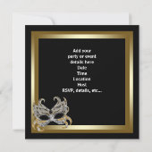 Gouden Black Mask Masquerade Party Uitnodigingen (Achterkant)