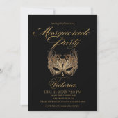 Gouden Black Masquerade Party Verjaardag Kaart (Voorkant)