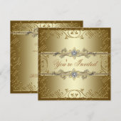 Gouden Black Tie Feest Kaart (Voorkant / Achterkant)