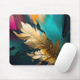 Gouden Blad – Abstracte Botanische Moderne Kunst Muismat