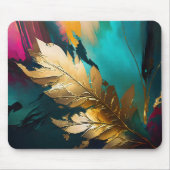 Gouden Blad – Abstracte Botanische Moderne Kunst Muismat (Voorkant)