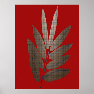 Gouden Blad Botanische Mozaïek Fijne Kunst Posterp Poster