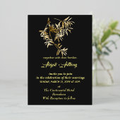 Gouden blad bruiloft moderne minimalist folie uitnodiging (Staand Voorkant)