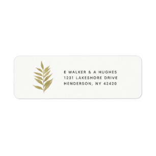 Gouden blad eenvoudige elegante retour adreslabels etiket
