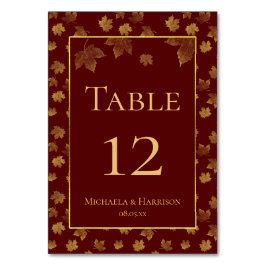 Gouden blad en Bourgondische herfst bruiloft Kaart