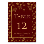 Gouden blad en Bourgondische herfst bruiloft Kaart (Voorkant)