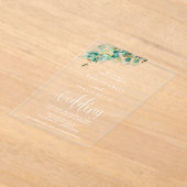 Gouden Blad Eucalyptus Acryl Trouw Uitnodiging (Laagn)