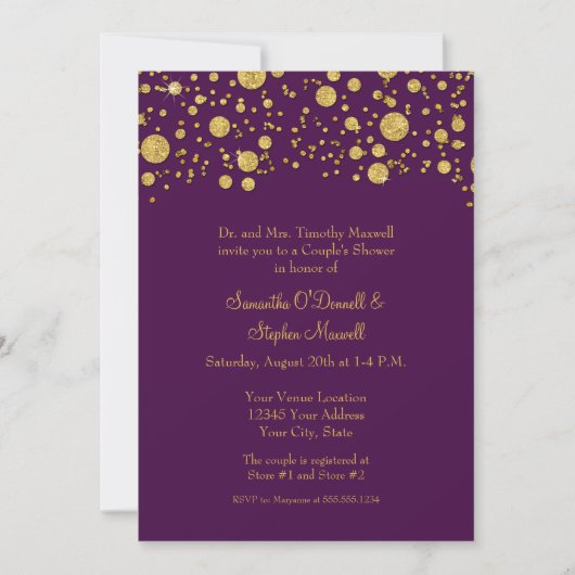 Gouden Blad Glitter Confetti Stippen Koppels Bruis Kaart (Voorkant)