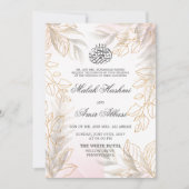 Gouden blad Islamitische Moslim Bruiloft Kaart (Voorkant)