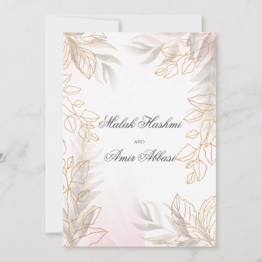 Gouden blad Islamitische Moslim Bruiloft Kaart (Achterkant)