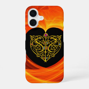 Gouden blad, Keltische knopen zwart oranje geel iPhone 16 Hoesje