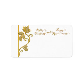 Gouden Blad Kerst Postadres Label