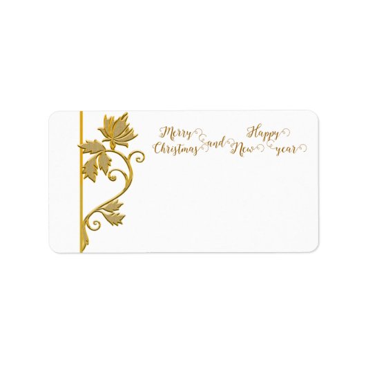 Gouden Blad Kerst Postadres Label (Voorkant)