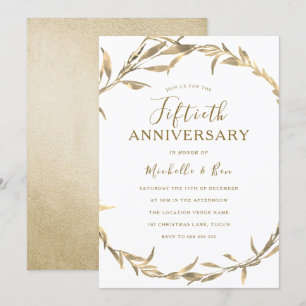 Gouden Blad Krans 50ste Huwelijksjubileum Kaart