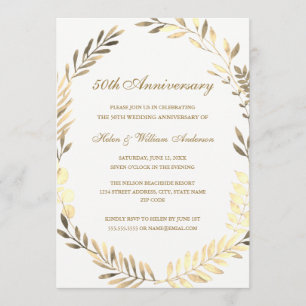Gouden Blad Krans 50ste Verjaardagskaart Kaart