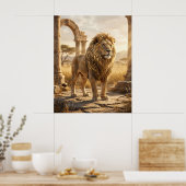 Gouden Blad Leeuw Ruïnes Poster (Keuken)