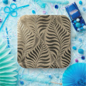 Gouden Blad Motief Vierkant Papieren Bordje (Feest)