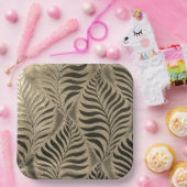 Gouden Blad Motief Vierkant Papieren Bordje (Feest)