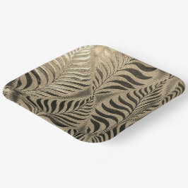 Gouden Blad Motief Vierkant Papieren Bordje