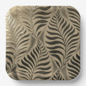 Gouden Blad Motief Vierkant Papieren Bordje (Voorkant)