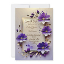 Gouden blad paarse bloemen bruiloft