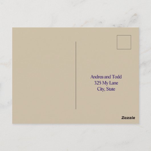 Gouden blad paarse bloemen RSVP Briefkaart (Achterkant)