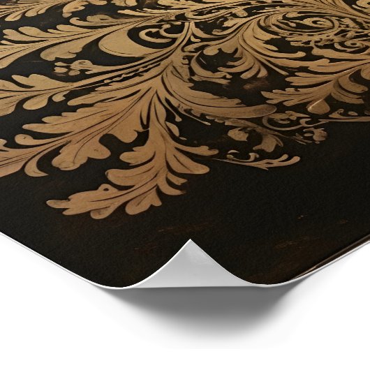 Gouden blad stencil Kerstboom Poster (Hoek)