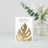 Gouden blad tropische sieraden ring display visitekaartje (Staand voorkant)