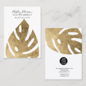 Gouden blad tropische sieraden ring display visitekaartje (Voorkant / Achterkant)