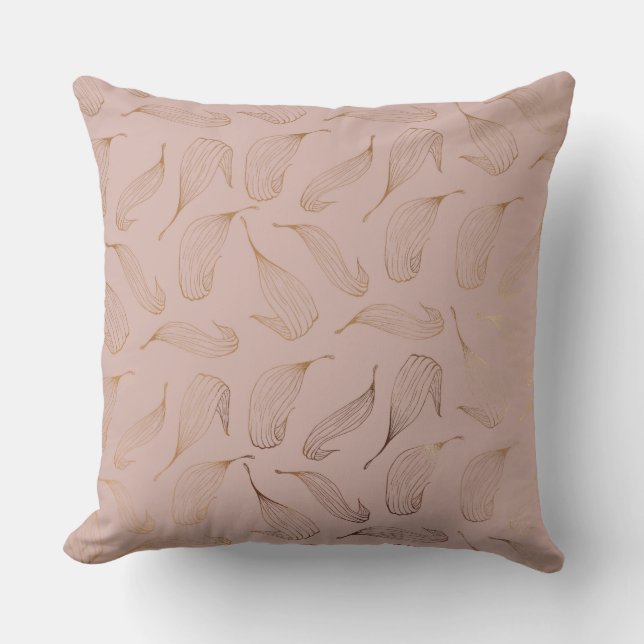 Gouden Blad Zachte Taupe Kussen (Voorkant)