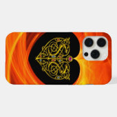 Gouden blad, zwart oranje geel iPhone hoesje (Achterkant horizontaal)