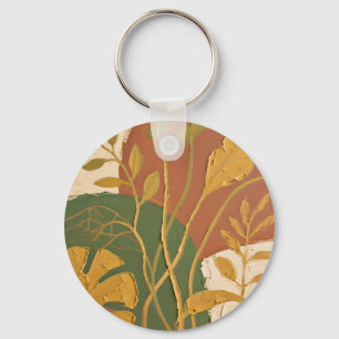 Gouden Bladeren Abstract Sleutelhanger