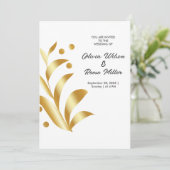 Gouden Bladeren Abstract Uitnodiging (Staand voorkant)