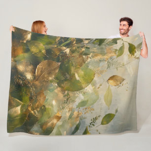 Gouden Bladeren Abstracte Fleece Deken 