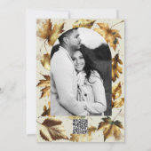 Gouden Bladeren Amandel Beige Glam Bruiloft Feest Kaart (Achterkant)