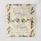 Gouden bladeren amandel beige herfst bruiloft plaa plaatskaartje (Buitenkant ongevouwen)