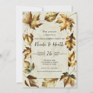 Gouden Bladeren Amandel Beige Herfst Trouwdag Kaart