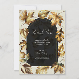 Gouden Bladeren Amandel Beige & Zwarte Glam Dank J Kaart
