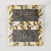 Gouden bladeren Amandelbeige & Black Fall Wedding Plaatskaartje (Buitenkant ongevouwen)