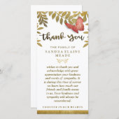 Gouden Bladeren Bloem Vlinder Dank U Betuiging Bedankkaart (Voorkant / Achterkant)