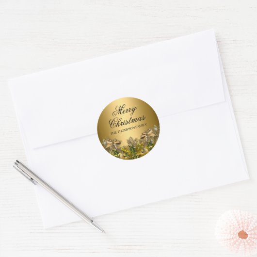  gouden bladeren & boog Kerst sticker (Envelop)