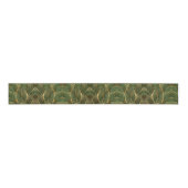 Gouden Bladeren Bos Groen Elegant Patroon Grosgrain Lint (Voorkant)