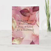 Gouden Bladeren Bourgogne Blush Roze Bruiloft Kaart (Voorkant)