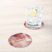 Gouden Bladeren Bourgondië Blush Roze Ronde Kartonnen Onderzetter (Insitu)