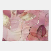 Gouden Bladeren Bourgondië Blush Roze Theedoek (Horizontaal)